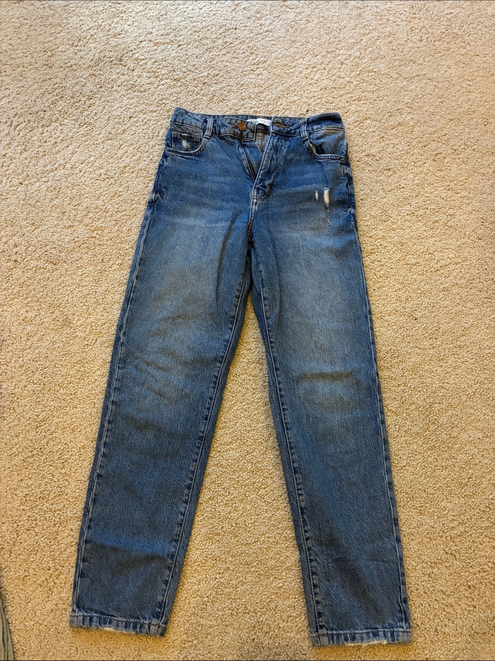 Zara Light Blue Denim Jeans with Contrast Stitching